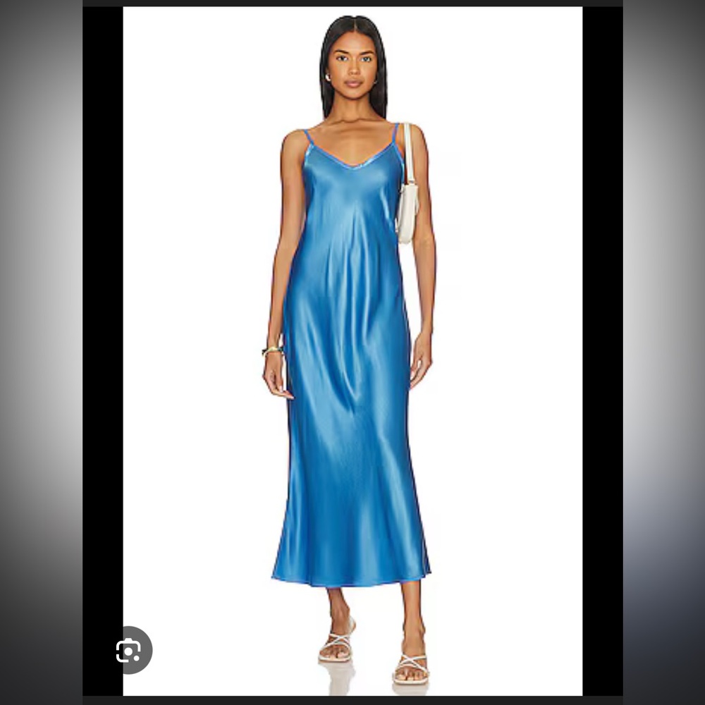 Enza Costa Blue Satin Bias cut Slip dress